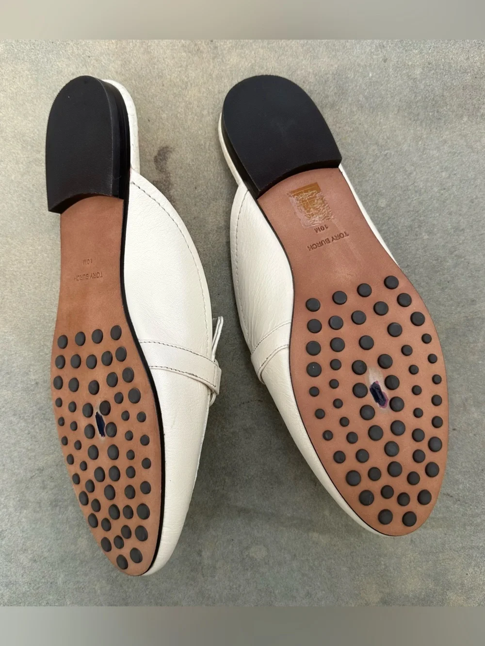 Tory Burch Georgia Backless Loafer Mules Cream Snake Embossed Logo Buckle NEW 10